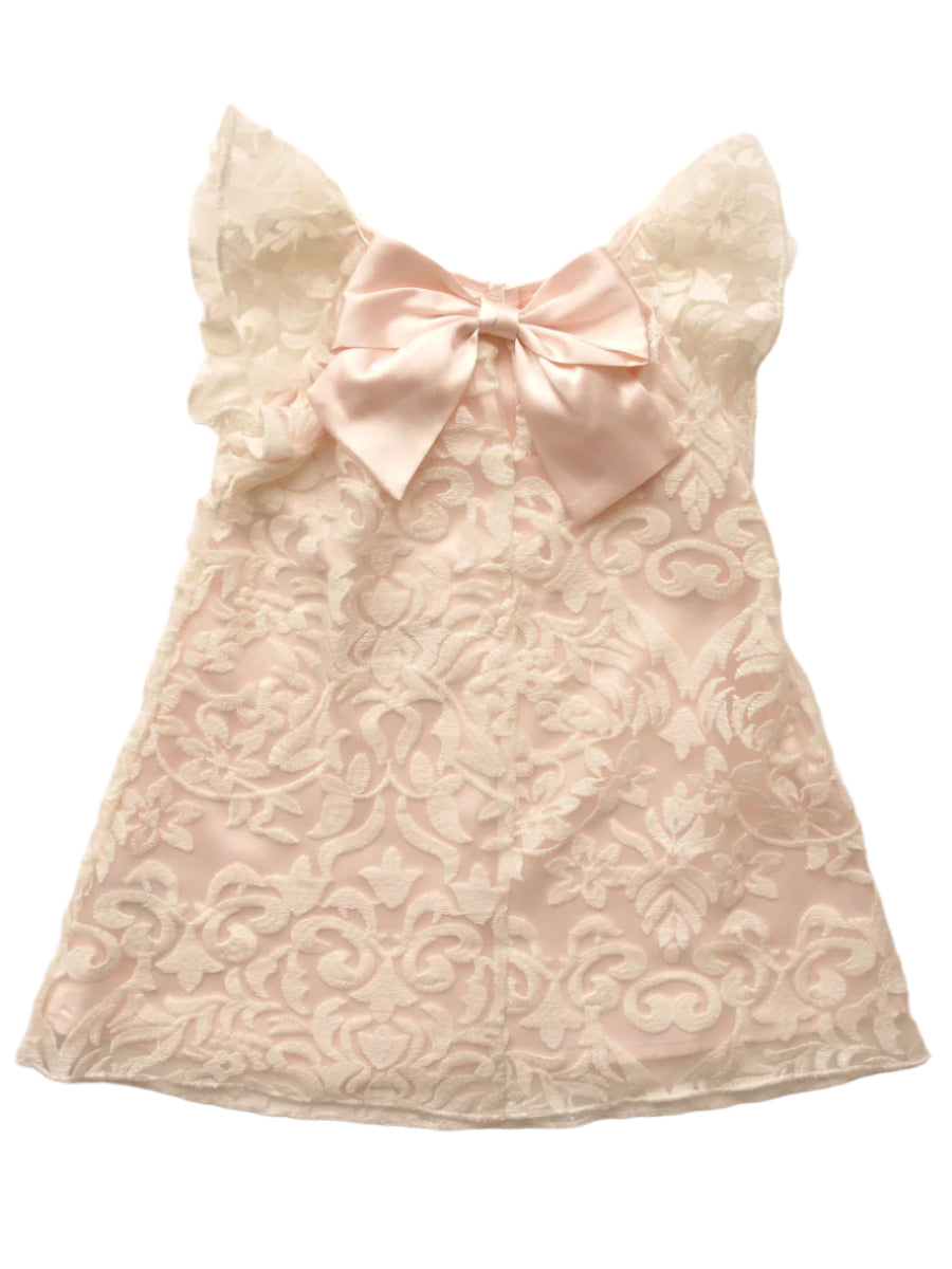 Biscotti Fairest Of All Ruffle Sleeve Ivory Pink Dress 12M-4T