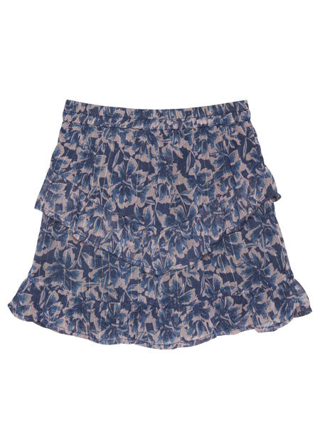 Creamie Big Flower Skirt Indigo Blue Girls 7-14