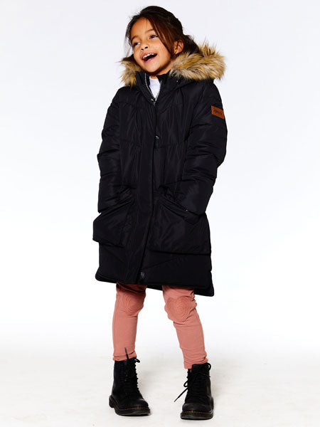 Deux Par Deux Puffy Long Coat Black