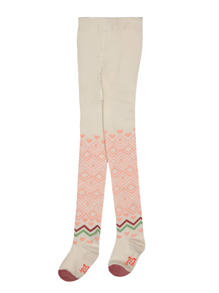 Deux par Deux Jacquard Tights Off White Girls 3-8