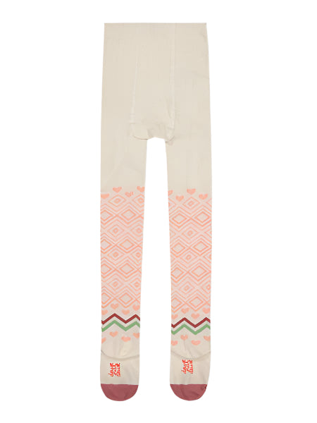 Deux par Deux Jacquard Tights Off White Girls 3-8