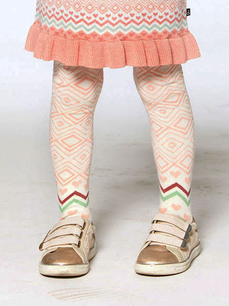 Deux par Deux Jacquard Tights Off White Girls 3-8