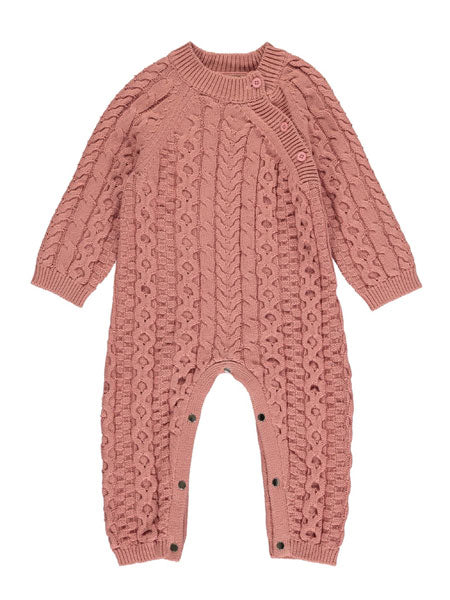 Vignette Macy Cable Knit Romper in Pink Baby