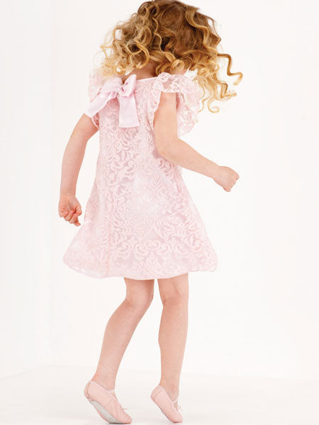Biscotti Fairest Of All Ruffle Sleeve Ivory Pink Dress Little Girls