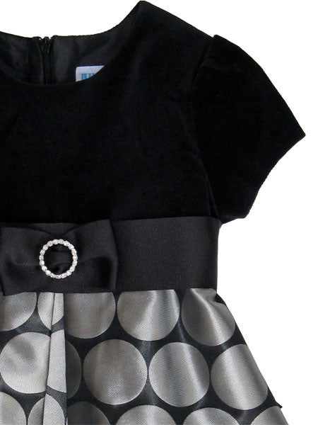 Luli & Me Black Velvet & Silver Occasion Dress Sizes 3T-6X