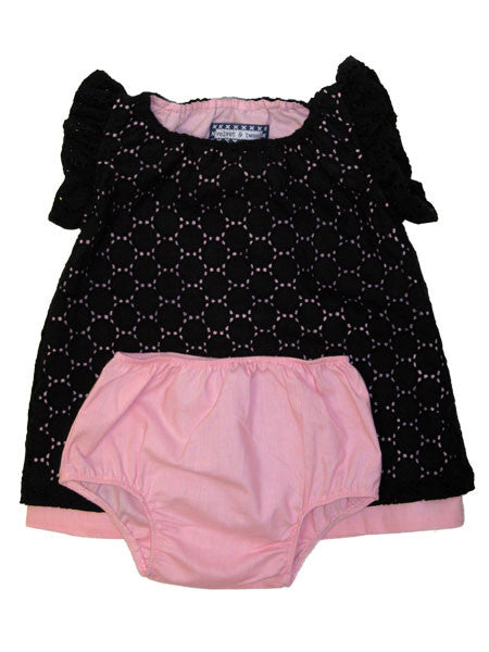Velvet & Tweed Black Eyelet Flutter Frock Dress Baby Girls llbd shop Exclusive