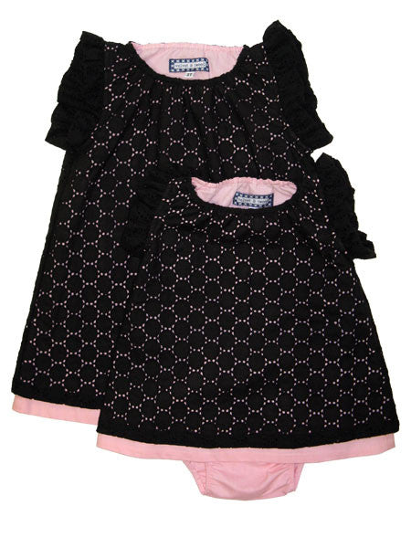 Velvet & Tweed Black Eyelet Flutter Frock Dress Baby Girls llbd shop Exclusive