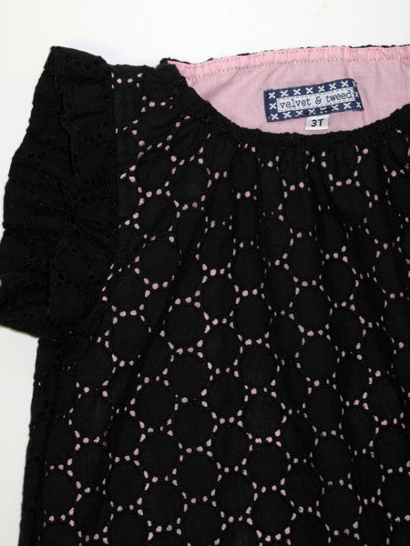 Velvet & Tweed Black Eyelet Flutter Frock Dress 2T-6Y llbd shop Exclusive