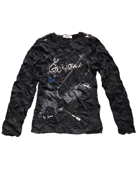 3 Pommes Girls Black Crinkled Top Sizes 4, 6