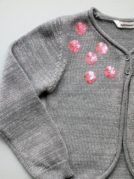 3 Pommes Little Girls Grey Sweater Sizes 4, 5
