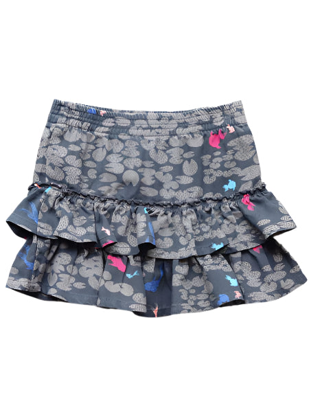 Girls blue print ruffle tiered skirt.