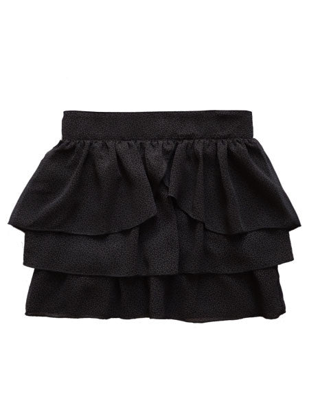 Girls black chiffon ruffle tiered skirt by 3 Pommes.