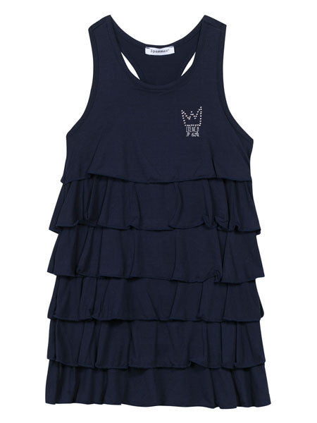 3 Pommes Navy Blue Ruffle Dress Sizes 2-12