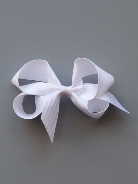 Bows Arts White Grosgrain Hair Bow Clippie