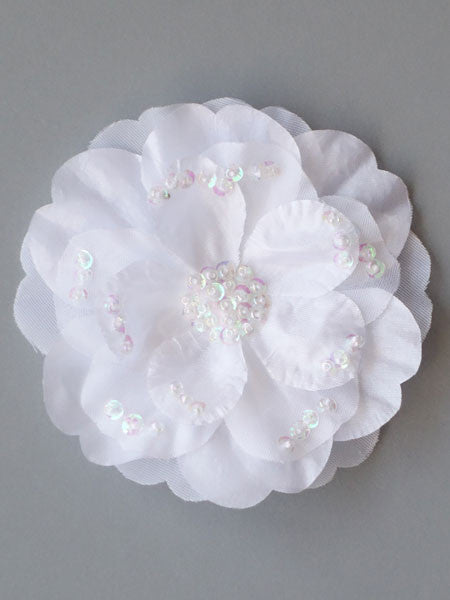 Bows Arts White Dahlia Hair Clippie