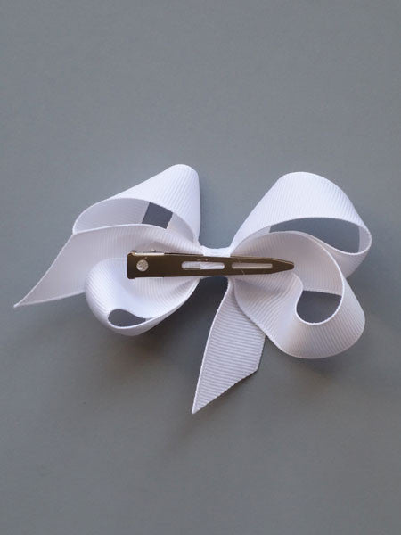 Bows Arts White Grosgrain Hair Bow Clippie