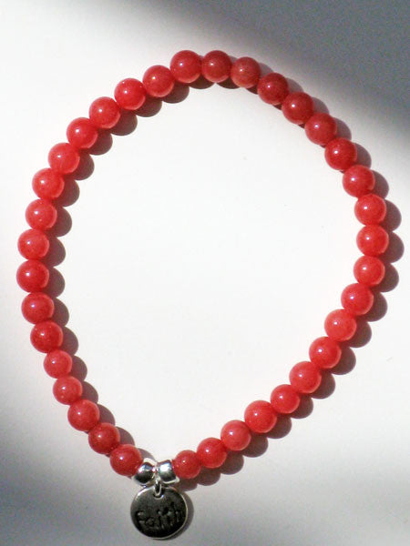 Baka Designs Inspiration Pink Rhodonite Girls Bracelet - Love, Hope, or Faith