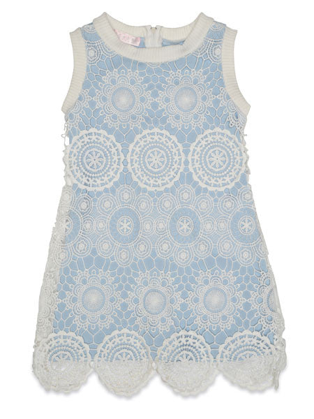 Biscotti Crazy for Crochet Blue & Ivory Dress Girls Size 6X