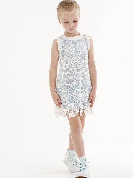 Biscotti Crazy for Crochet Blue & Ivory Dress Girls Size 6X