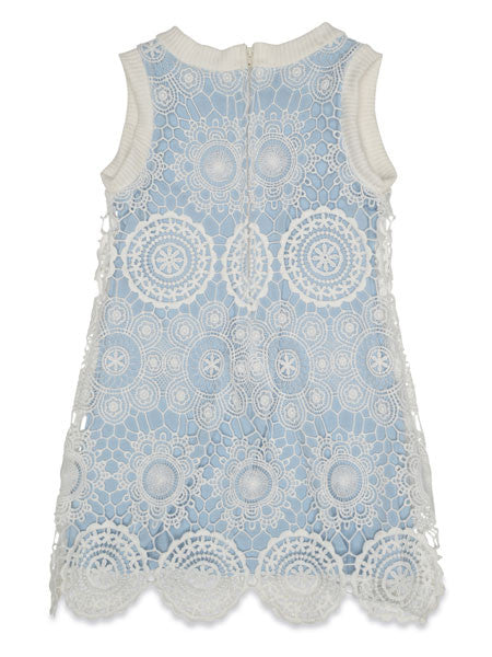 Biscotti Crazy for Crochet Blue & Ivory Dress Girls Size 6X