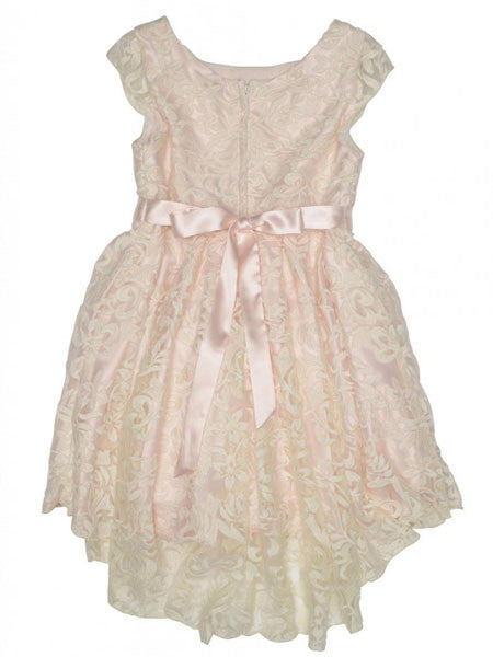 Biscotti Fairest Of All High Low Lace Dress Ivory and Pink Sizes 4, 6, 6X