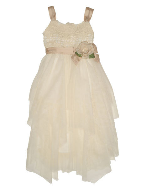 Biscotti Fairytale Romance Ivory Lace Empire Waist Dress Size 7