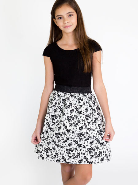 Blush Black Floral Lace Dress Girls Sizes 7, 8