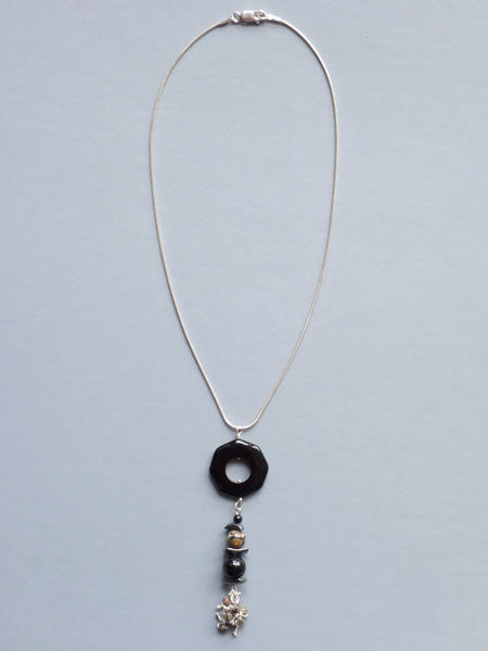 Carol Max Black Onyx & Jasper Pendant Necklace