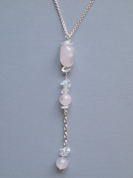 Carol Max Rose Quartz & Sterling Pendant Necklace