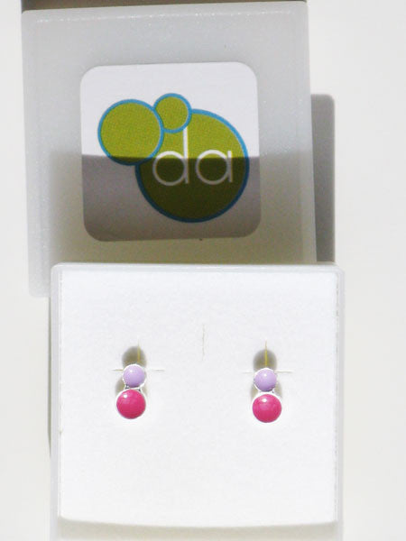 DA Metals 2 Tiny Enamel Dot Post Earrings Sterling