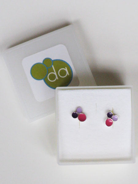DA Metals 3 Tiny Dot Enamel and Silver Post Earrings