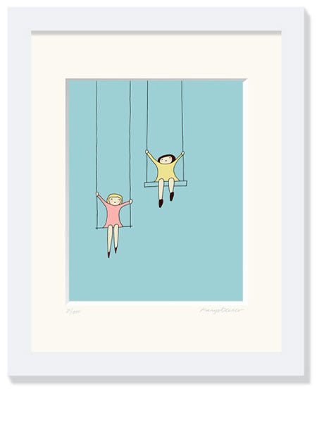 "How High Can You Go"  Wood Framed Print, 13" x 15"