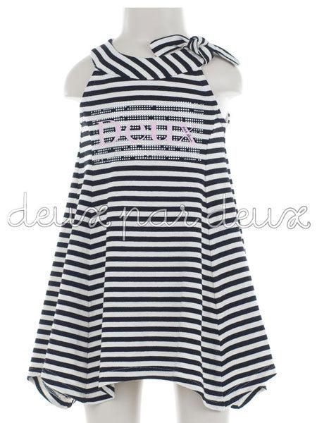 Deux Par Deux Stripe Jersey Dress Size 2