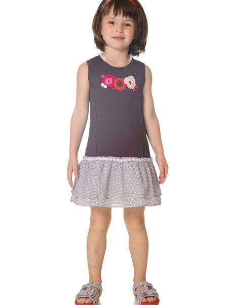 Deux Par Deux Flower Applique Dress Mlle Coquelicot Size 2