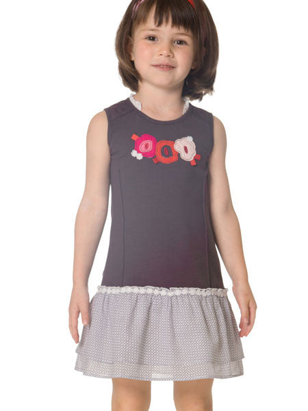 Deux Par Deux Flower Applique Dress Mlle Coquelicot Size 2