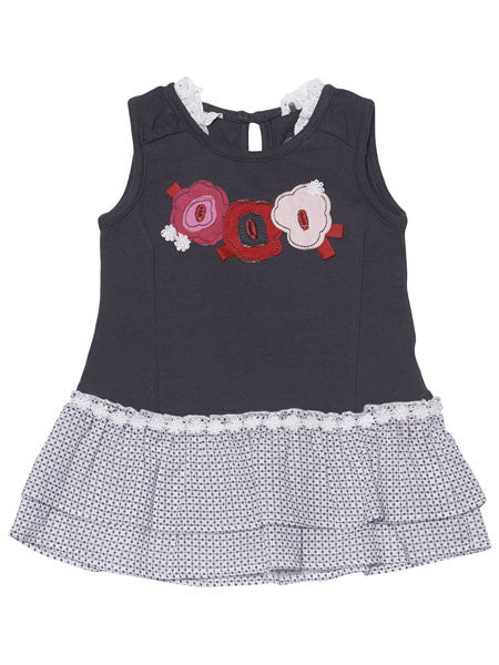 Deux Par Deux Flower Applique Dress Mlle Coquelicot Size 2