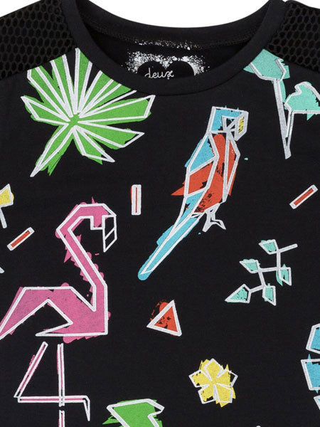 Deux Par Deux Jungle Pop Printed T-Shirt Top Size 6