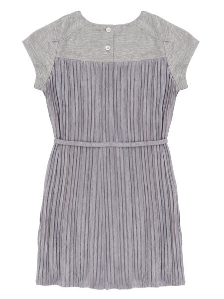 Deux Par Deux Oscars Night Grey Pleated Dress Girls 7-12