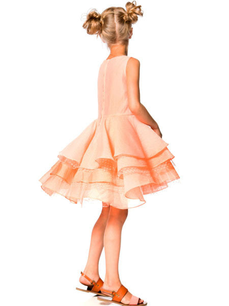 Deux Par Deux Oscars Night Peach Flounce Dress Girls 4, 5, 6