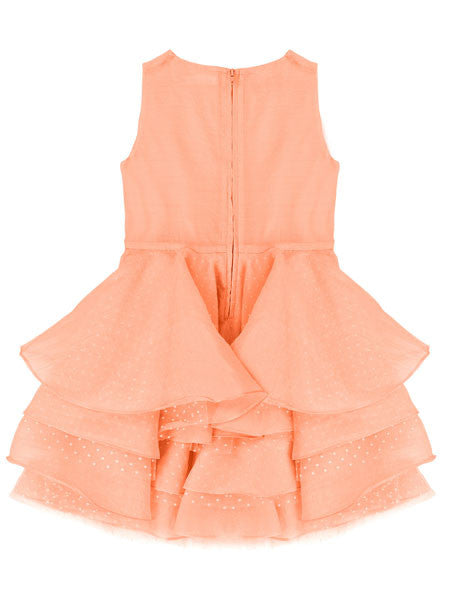 Deux Par Deux Oscars Night Peach Flounce Dress Girls 4, 5