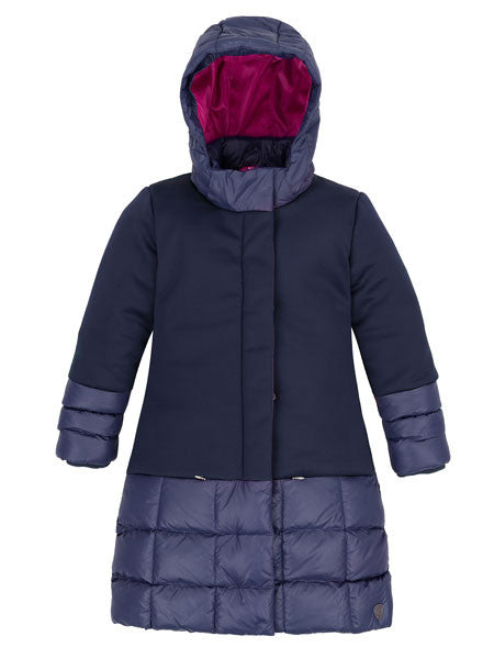 Deux Par Deux Puffy Long Coat Eclipse Blue