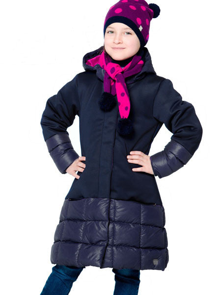 Deux Par Deux Puffy Long Coat Eclipse Blue