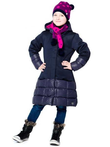 Deux Par Deux Puffy Long Coat Eclipse Blue