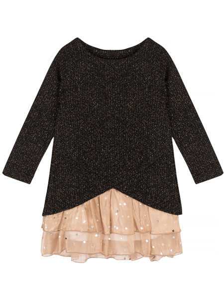Deux Par Deux Starmania Sweater Dress with Faux Fur Collar Girls 6