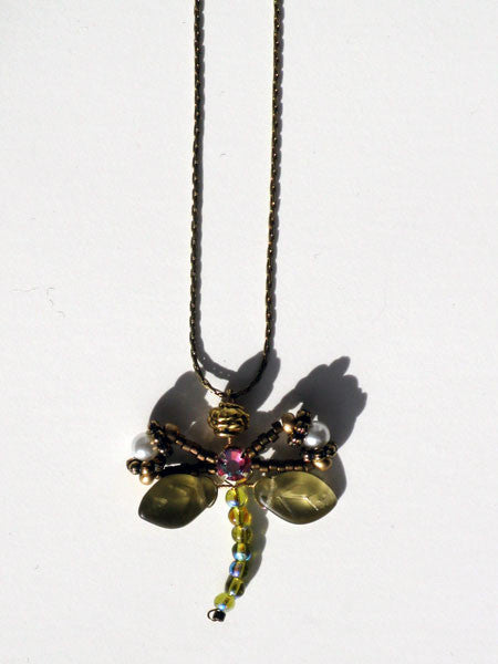 Girls Dragonfly Pendant  Necklace 15" Long