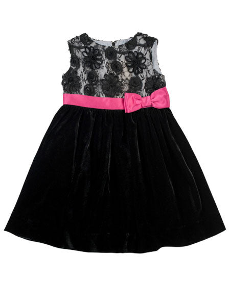 Florence Eiseman Black Velvet Toddler Girls Dress 2T, 4T
