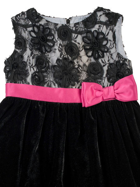 Florence Eiseman Black Velvet Toddler Girls Dress 2T, 4T
