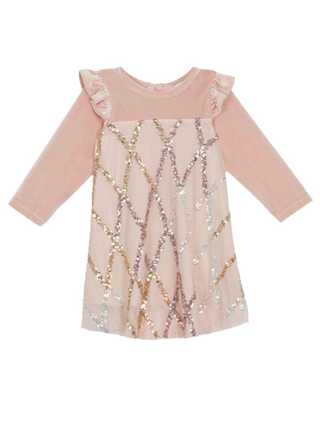 Isobella & Chloe Ayla Velvet & Mesh Dress Long Sleeve Baby and Toddler