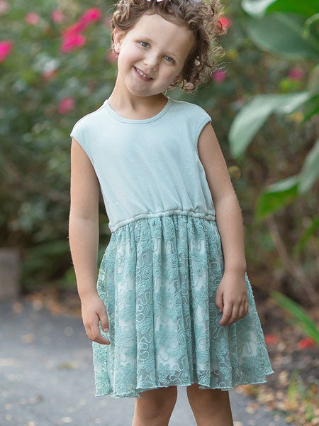 Isobella & Chloe Knit Embroidered Chiffon Dress Girls
