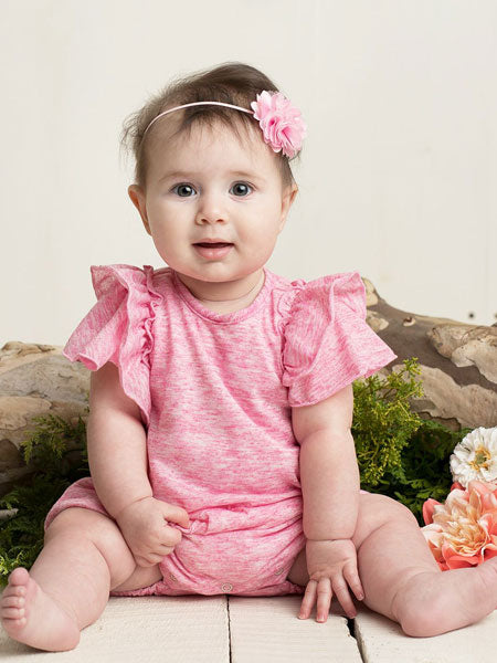 Isobella & Chloe Pink Knit Ruffle Baby Romper